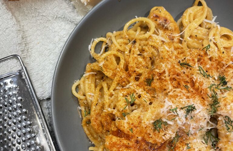 creamy parmesan dill spaghetti & juicy hot chicken tenders